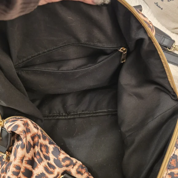 Leopard Print Women's Travel Bag with Black & Gold Accents - Picture 4 of 8
